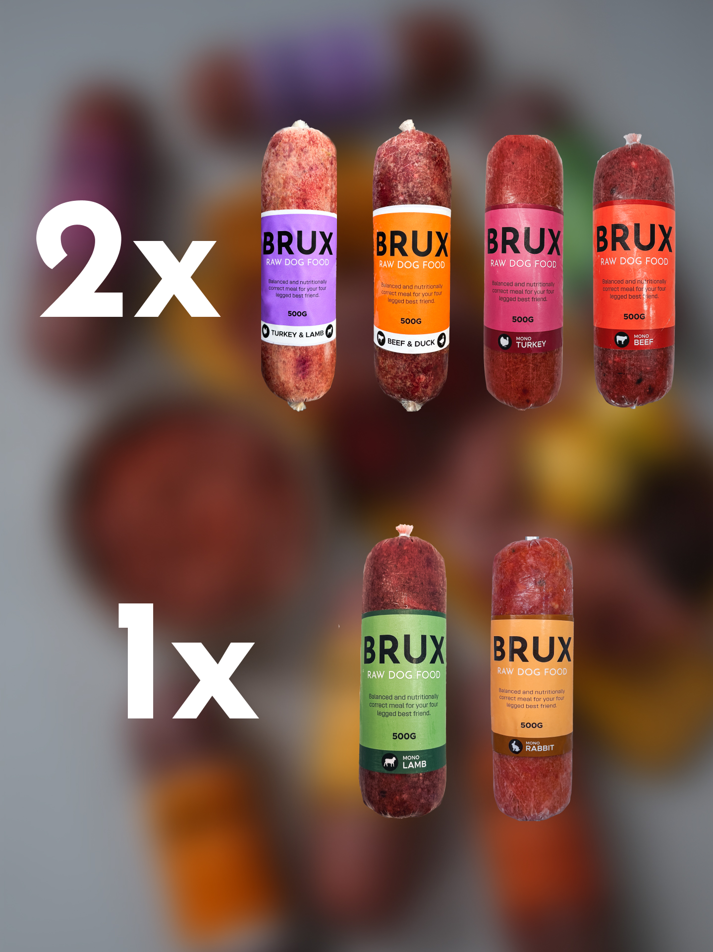 balanced brux raw dog food with 6 different recipes