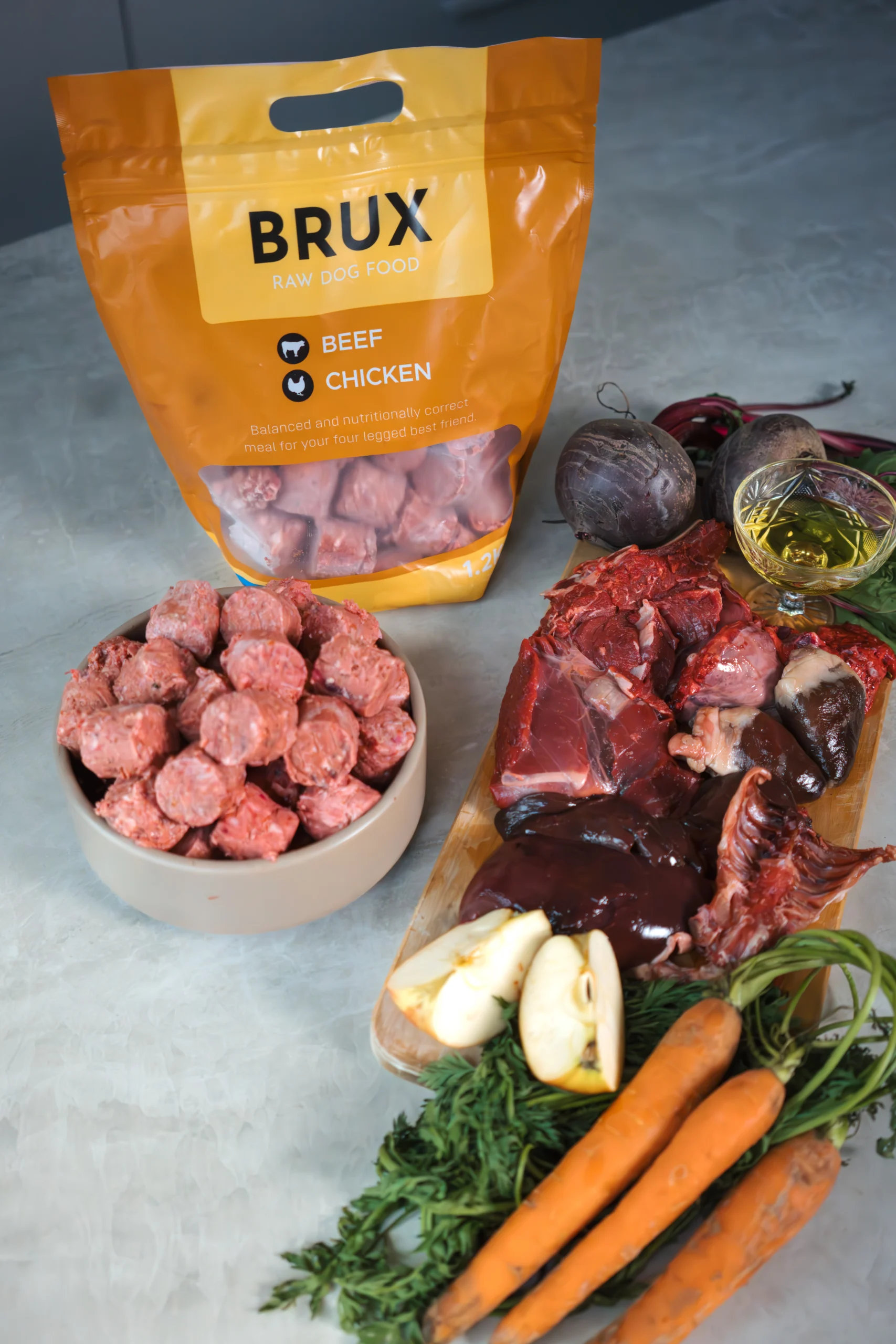 balanced raw dog food recipe beef and chicken brux