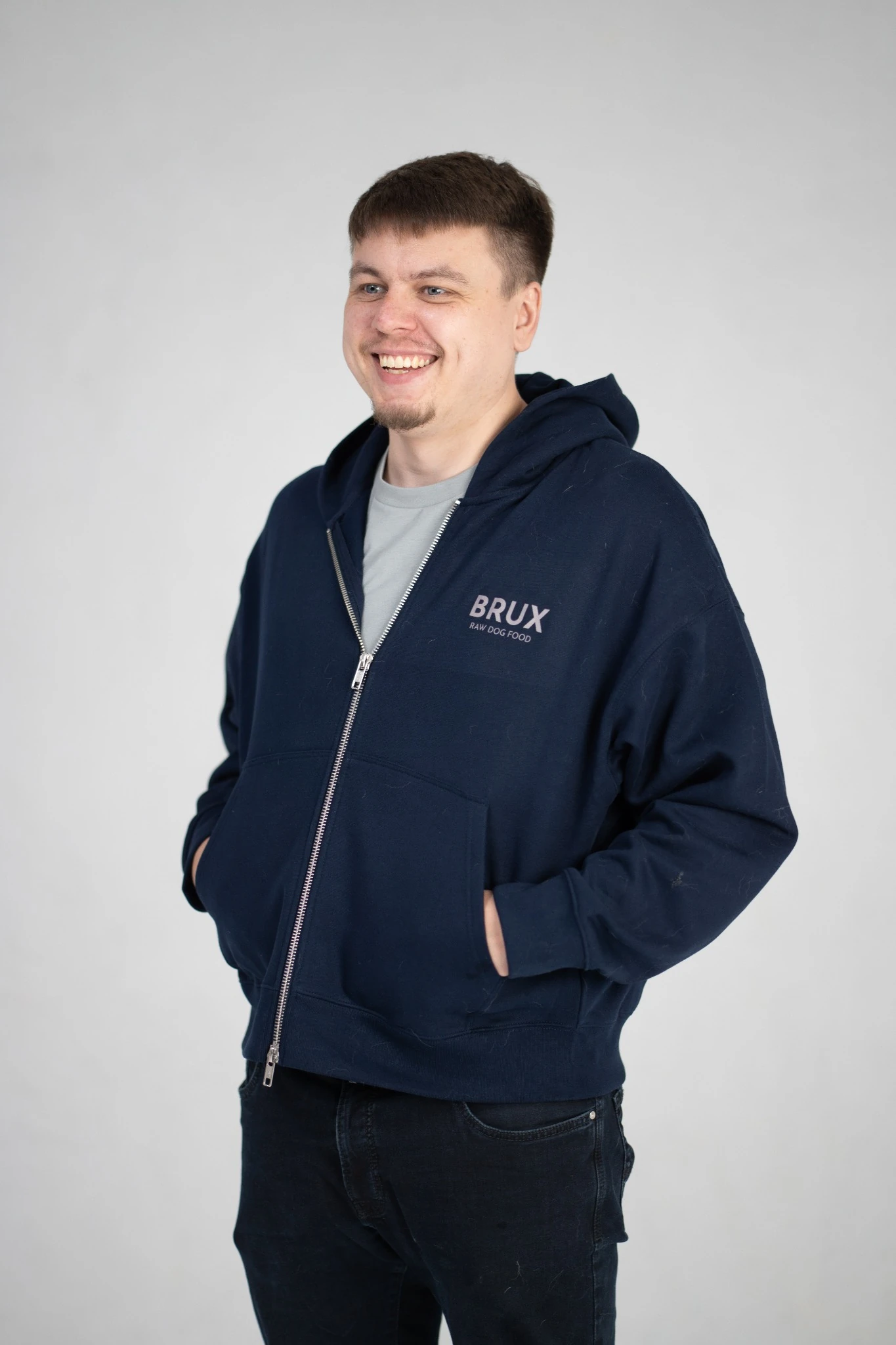 BRUX Zip-Up Hoodie - French Navy