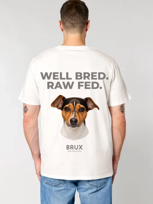 brux tshirt white well bred raw fed